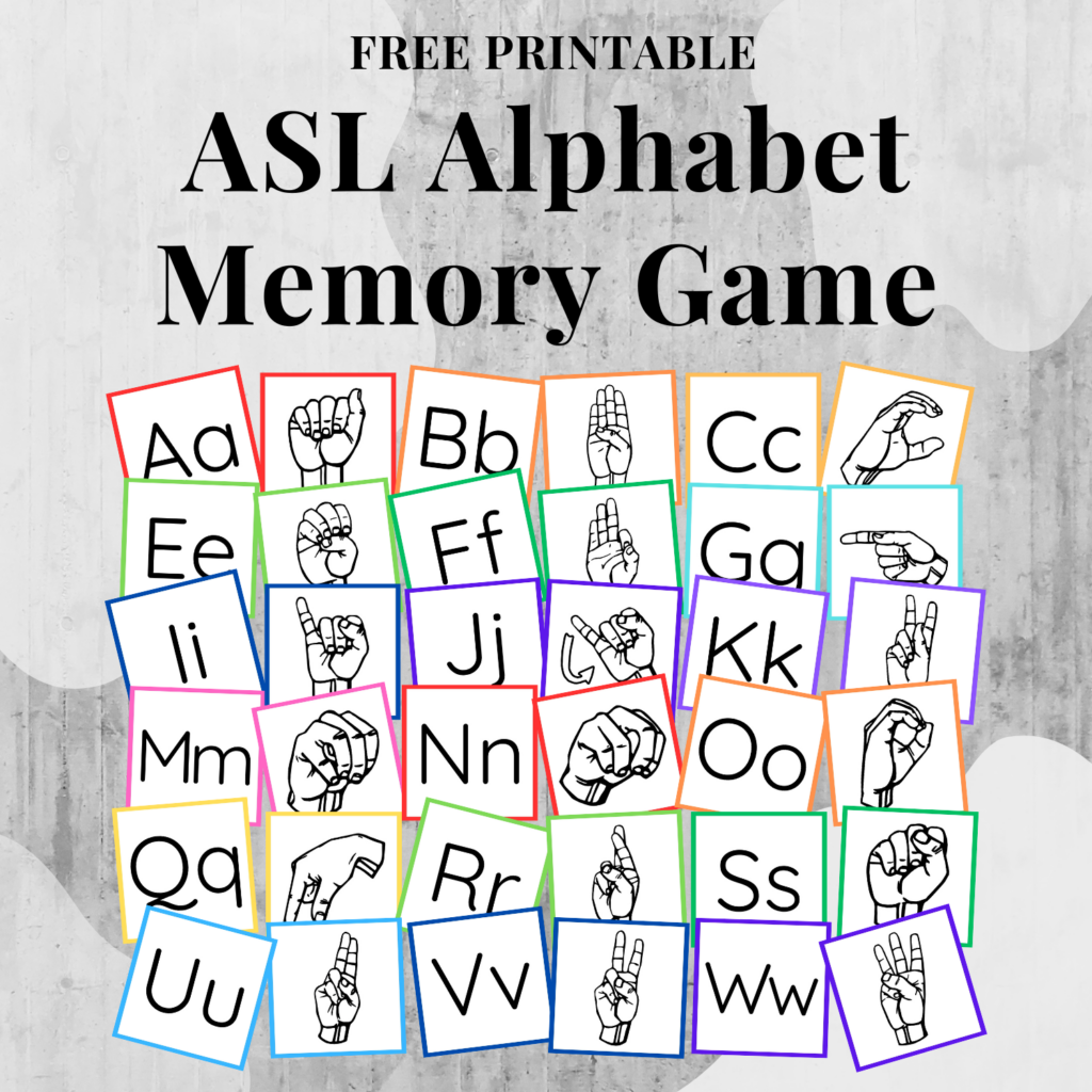 Download Free Printable ASL Alphabet Memory Matching Game
