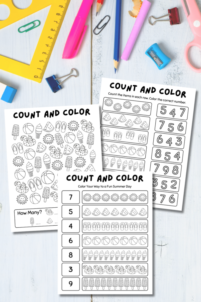 Download FREE Printable Count & Color Worksheets