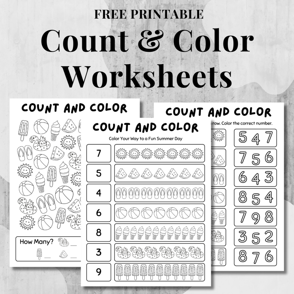 Free Printable Count And Color Worksheets