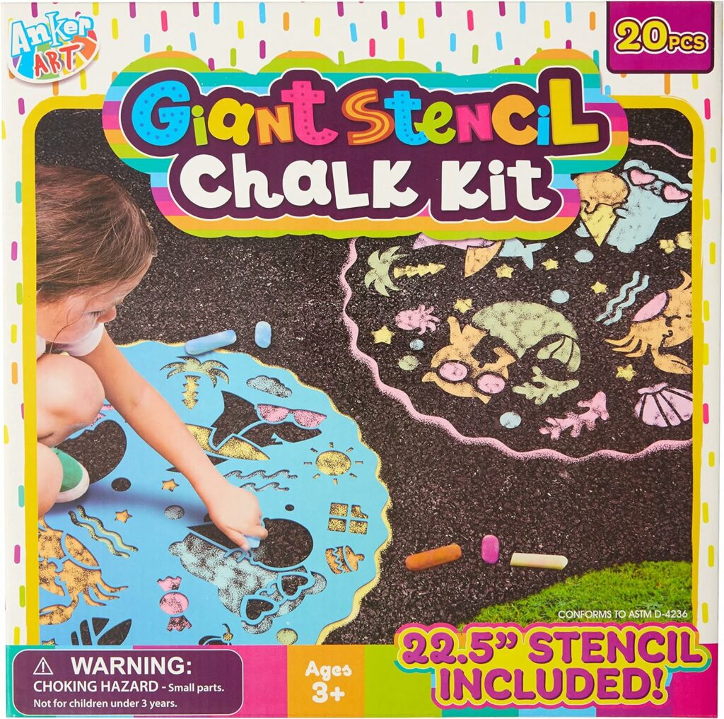 Giant Stencil 20 Piece Sidewalk Chalk Kit